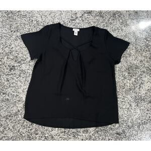 ADC Cross Front v Neck Black Blouse- Size S